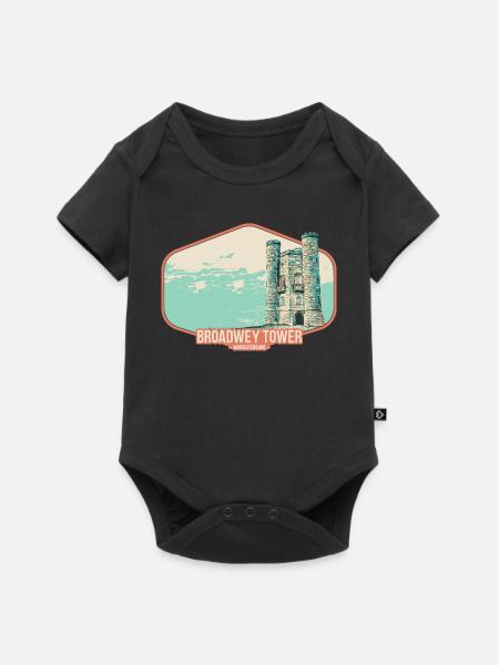Illustration Broadwey Tower, Worcestershire - Baby Premium Kurzarmbody - Schwarz