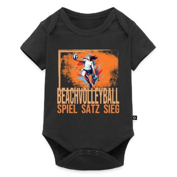 Spiel - Satz - Sieg - Beachvolleyball - Baby Premium Kurzarmbody - Schwarz - Vorne