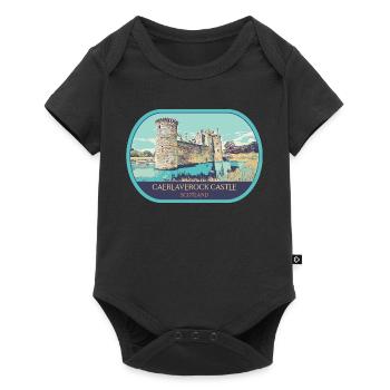 Illustration Caerlaverock Castle, Schottland - Baby Premium Kurzarmbody - Schwarz - Vorne