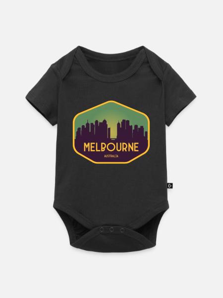 Melbourne Skyline Sonnenuntergang - Baby Premium Kurzarmbody - Schwarz