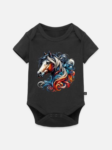 Pferd - Baby Premium Kurzarmbody - Schwarz
