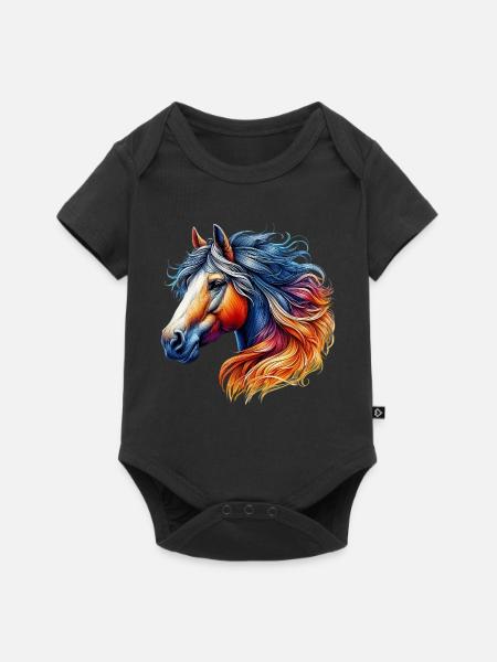 Pferd - Baby Premium Kurzarmbody - Schwarz