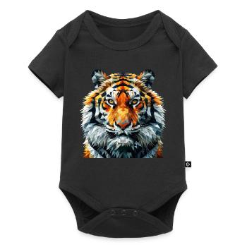 Geometric Lion Head Art Print - Baby Premium short-sleeve bodysuit - black - Front