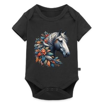 Pferd - Baby Premium Kurzarmbody - Schwarz - Vorne