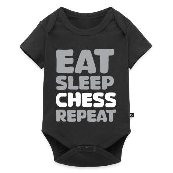 manger dormir échecs répéter dictons drôles jeu d’échecs - Body à manches courtes Premium Bébé - noir - Devant