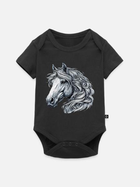 Pferd - Baby Premium Kurzarmbody - Schwarz