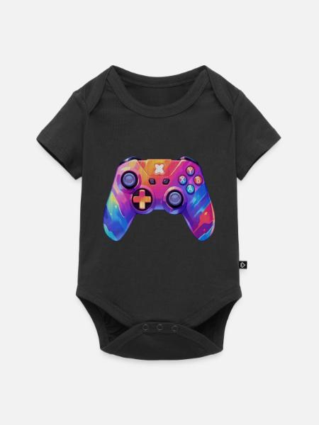 Pixel-Art-Videospiel-Controller - Baby Premium Kurzarmbody - Schwarz