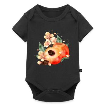 Peach Half, Peaches, Leaves & Peach Blossoms - Baby Premium short-sleeve bodysuit - black - Front