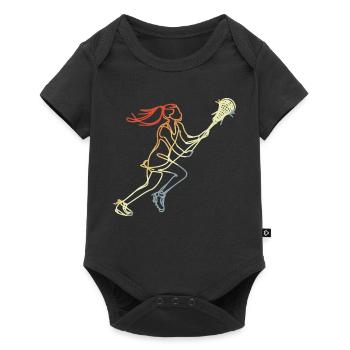 Girls Lacrosse Retro Style - Baby Premium short-sleeve bodysuit - black - Front