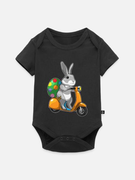 Hase Ostern Motorroller - Baby Premium Kurzarmbody - Schwarz