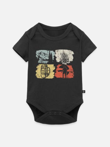 Lagerfeuerwege und Kiefern - Baby Premium Kurzarmbody - Schwarz