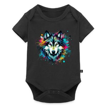 Wolf - Baby Premium short-sleeve bodysuit - black - Front