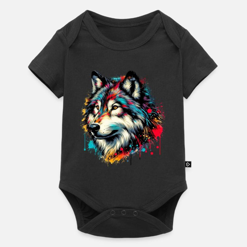 Wolf - Baby Premium Kurzarmbody - Schwarz