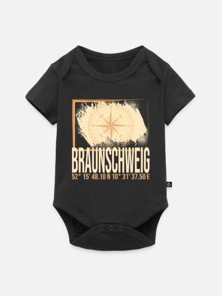 Braunschweig Koordinaten - Baby Premium Kurzarmbody - Schwarz