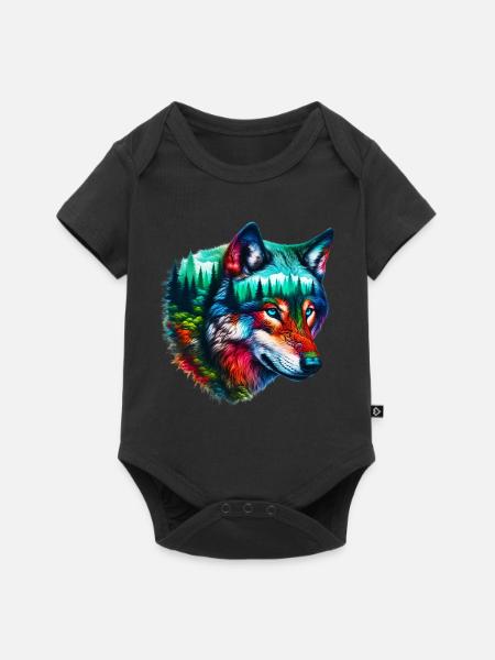 Wolf - Baby Premium Kurzarmbody - Schwarz