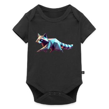 raton laveur origami géométrique 3d - Body à manches courtes Premium Bébé - noir - Devant