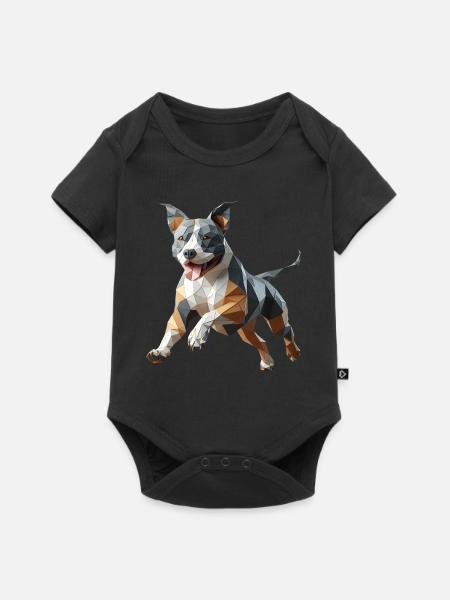 Staffy origami 3d geometric dog - Baby Premium short-sleeve bodysuit - black