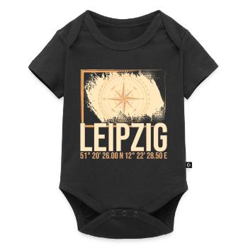 Leipzig Koordinaten - Baby Premium Kurzarmbody - Schwarz - Vorne