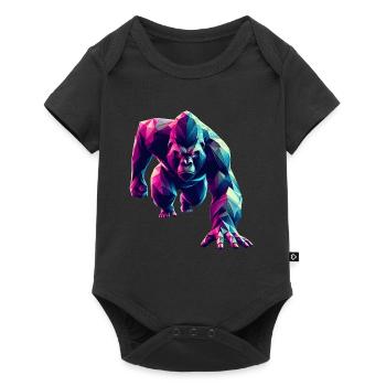 gorille origami géométrique 3d neon - Body à manches courtes Premium Bébé - noir - Devant