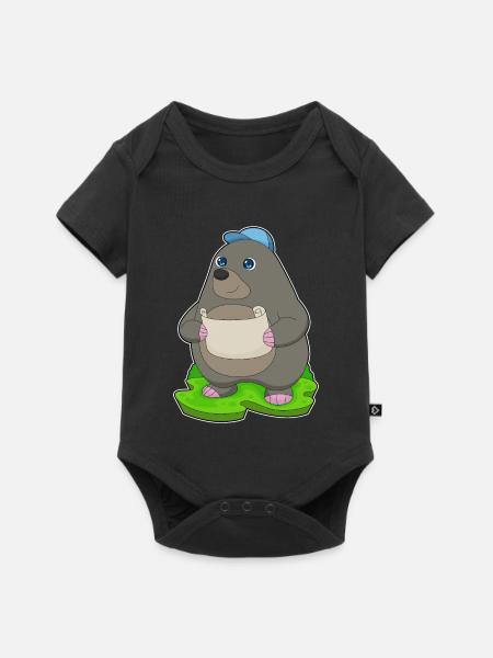 Maulwurf Wanderer Landkarte Wandern - Baby Premium Kurzarmbody - Schwarz