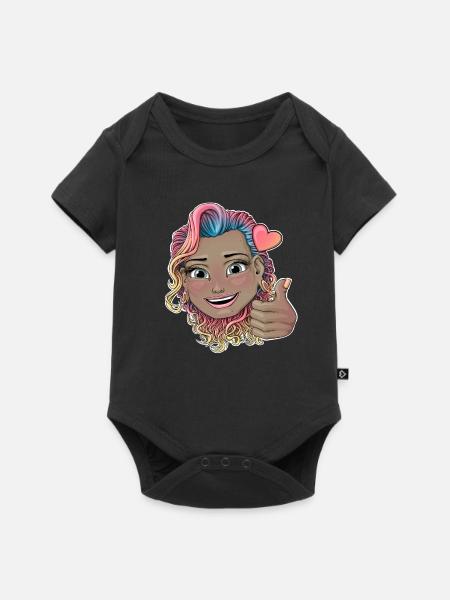 Lebendiges mehrfarbiges Abzeichen für lockiges Haar - Baby Premium Kurzarmbody - Schwarz