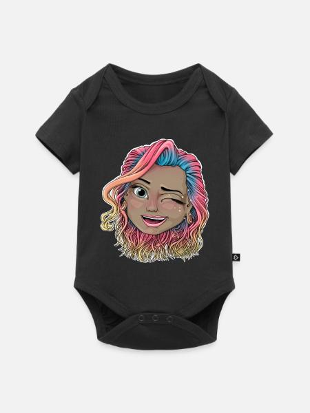 Lebendige zwinkernde Illustration - Baby Premium Kurzarmbody - Schwarz