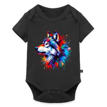 Wolf - Baby Premium short-sleeve bodysuit - black - Front