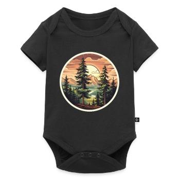 Sapin au coucher du soleil – Natur Design - Body à manches courtes Premium Bébé - noir - Devant