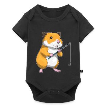 Canne à pêche Hamster Pêcheur Canne à pêche - Body à manches courtes Premium Bébé - noir - Devant