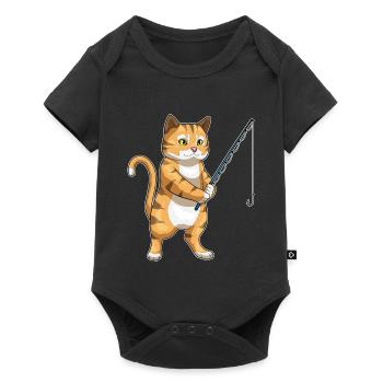 Cat Angler Fishing Rod Fishing Rod - Baby Premium short-sleeve bodysuit - black - Front