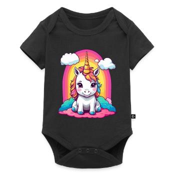 Cute baby unicorn - Baby Premium short-sleeve bodysuit - black - Front