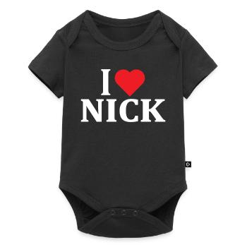 t-shirt j’aime Nick t-shirt idée cadeau - Body à manches courtes Premium Bébé - noir - Devant