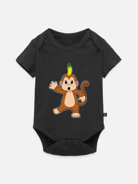 Affe Banane - Baby Premium Kurzarmbody - Schwarz