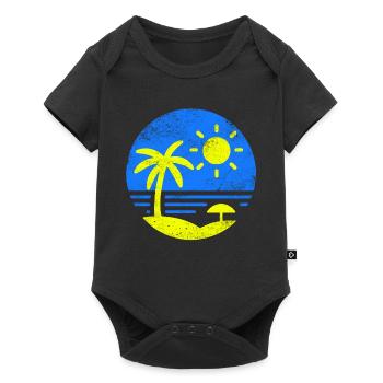 Vintage Beach Blue Yellow - Baby Premium short-sleeve bodysuit - black - Front