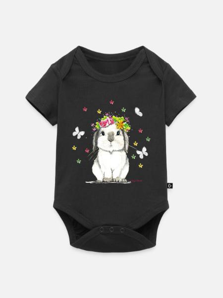 Flower Power - Baby Premium Kurzarmbody - Schwarz