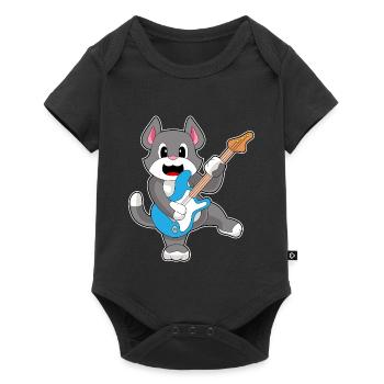 Chat Musicien Guitare Musique - Body à manches courtes Premium Bébé - noir - Devant