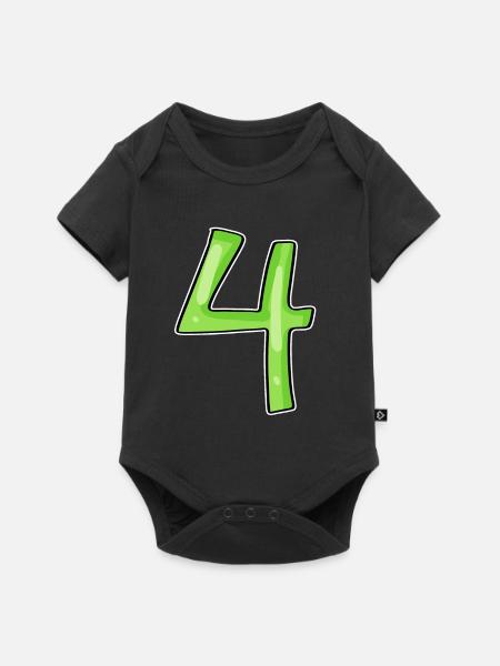 4 - Vier Grün - Baby Premium Kurzarmbody - Schwarz