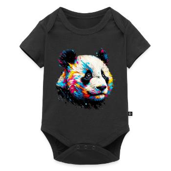 Panda - Baby Premium Kurzarmbody - Schwarz - Vorne