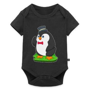 Mariage avec le chapeau haut-de-forme du marié pingouin - Body à manches courtes Premium Bébé - noir - Devant