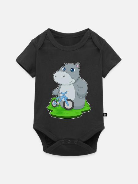 Nilpferd Fahrrad - Baby Premium Kurzarmbody - Schwarz