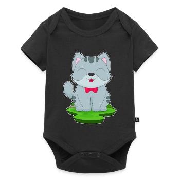 Cat Bow - Baby Premium short-sleeve bodysuit - black - Front