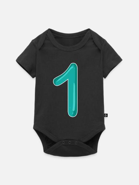 Zahl 1 - Baby Premium Kurzarmbody - Schwarz