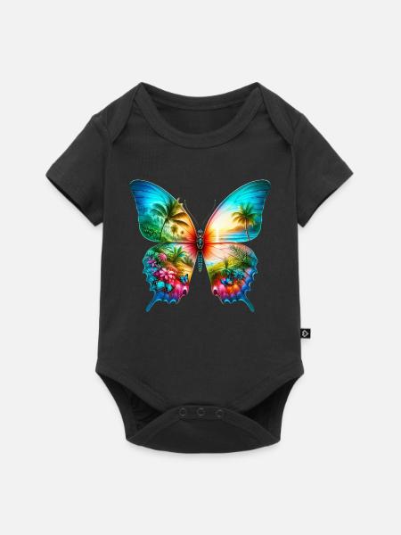 Schmetterling - Baby Premium Kurzarmbody - Schwarz