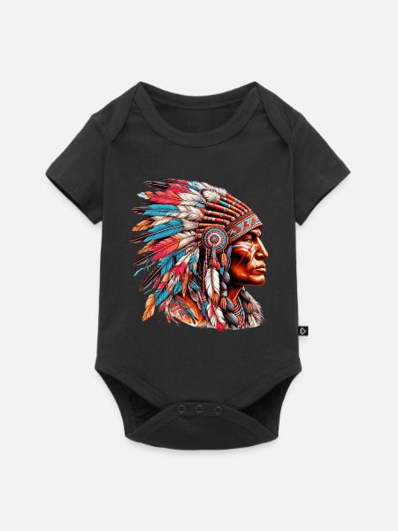 Amérindien Peau rouge d’Amérique - Body à manches courtes Premium Bébé - noir