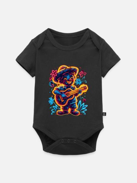 Ukulele Retrowave - Baby Premium Kurzarmbody - Schwarz