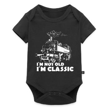 Lokomotive lustige Sprüche not old classic Zug - Baby Premium Kurzarmbody - Schwarz - Vorne