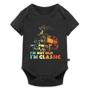 alte Lokomotive lustige Sprüche not old classic - Baby Premium Kurzarmbody - Schwarz - Vorne