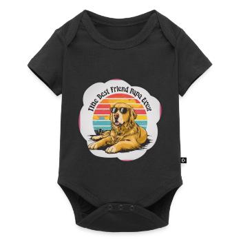 Hunde mit Sonnenbrille und Sonnenuntergang - Baby Premium Kurzarmbody - Schwarz - Vorne
