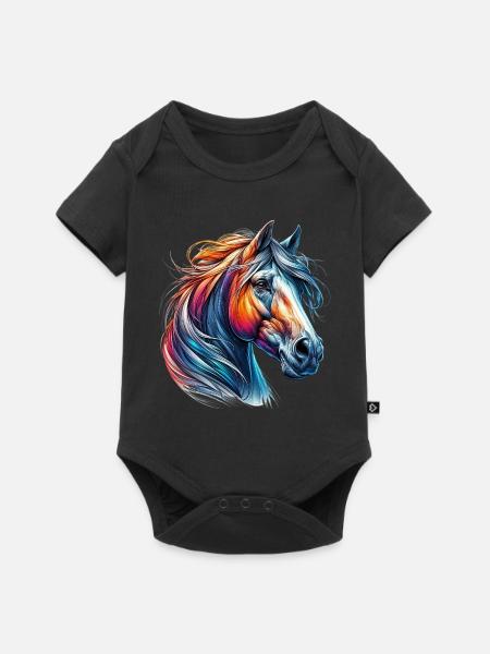 Pferd - Baby Premium Kurzarmbody - Schwarz