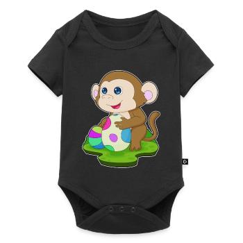 Affe Ostern Ostereier - Baby Premium Kurzarmbody - Schwarz - Vorne